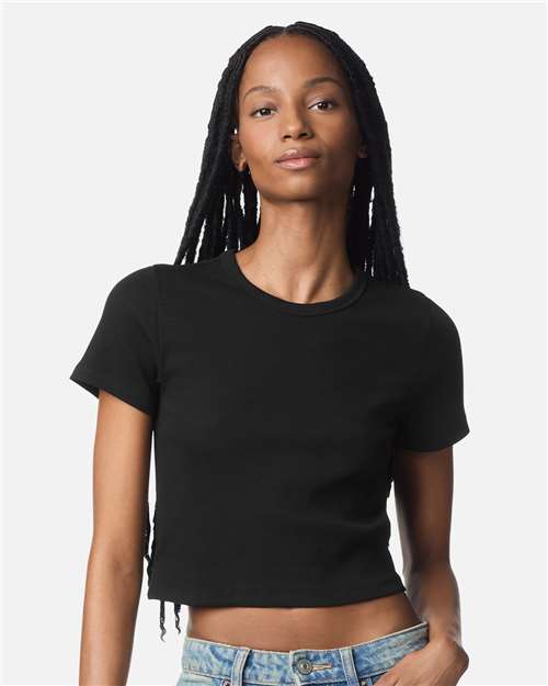 BR210 Women's Baby Rib Cropped Tee in Black