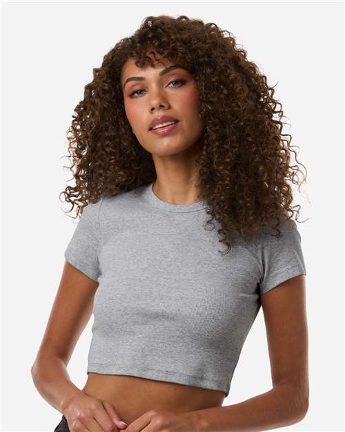 BR210 Women's Baby Rib Cropped Tee in Heather Grey