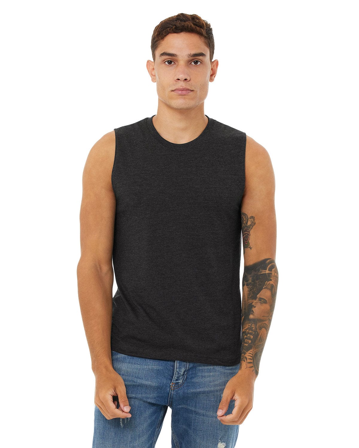 Bella Canvas 3483: Unisex Jersey Muscle Tank in Dark Gry Heather