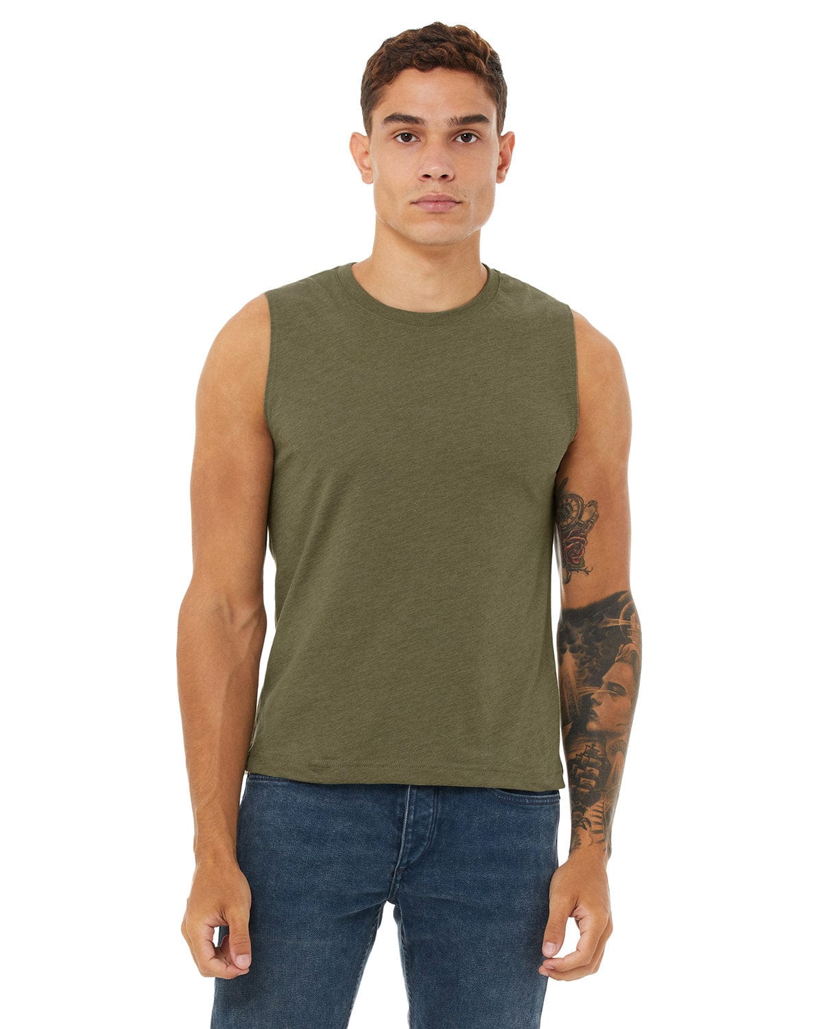 Bella Canvas 3483: Unisex Jersey Muscle Tank in Heather Olive