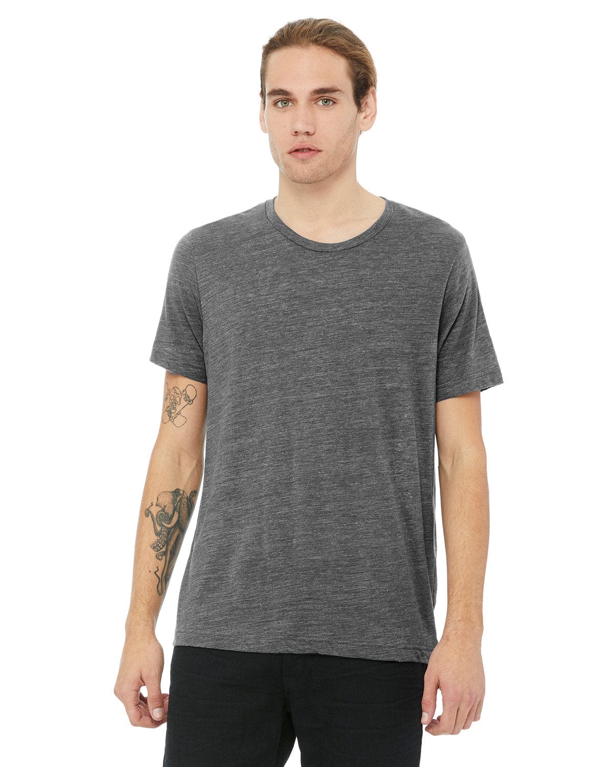 Bella + Canvas 3650 Unisex Poly-Cotton Short-Sleeve T‑Shirt in Asphalt SLUB