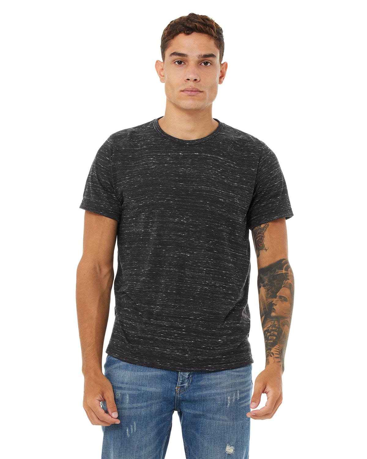 Bella + Canvas 3650 Unisex Poly-Cotton Short-Sleeve T‑Shirt in Black Marble
