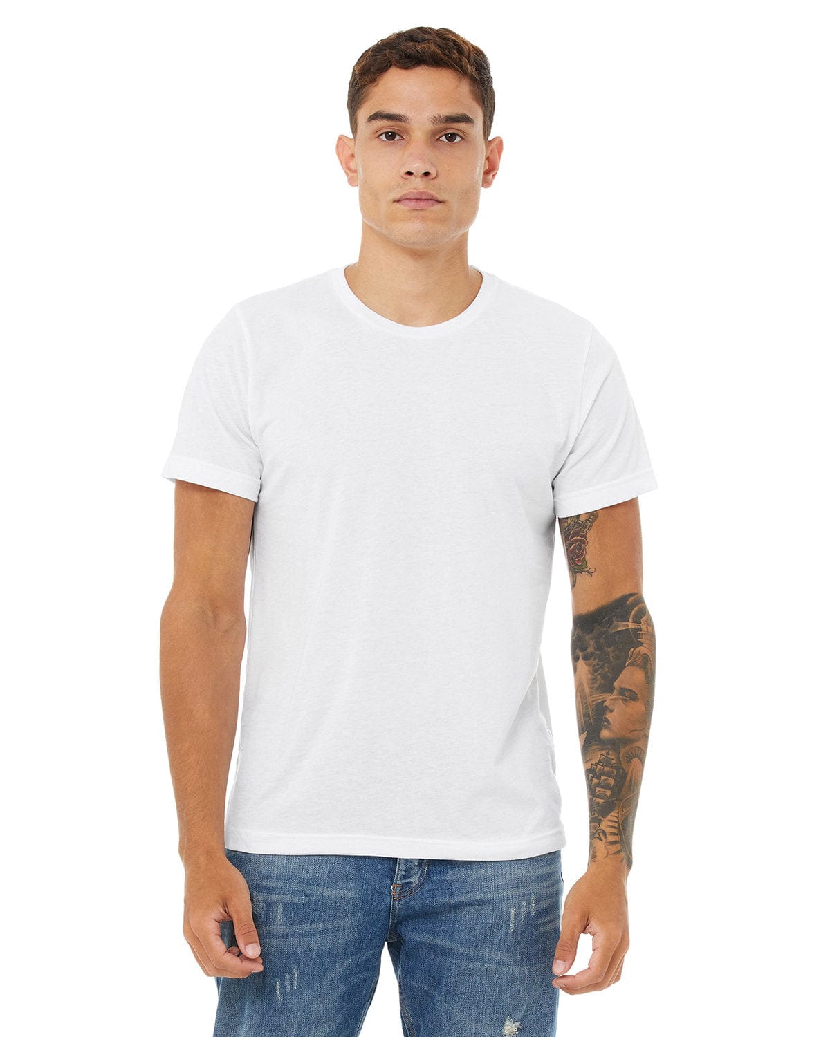 Bella + Canvas 3650 Unisex Poly-Cotton Short-Sleeve T‑Shirt in White
