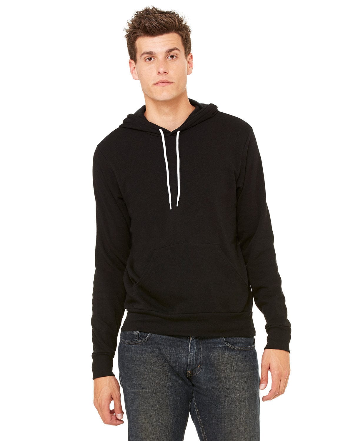 Bella + Canvas 3719: Wholesale Unisex Pullover Hoodie in Black