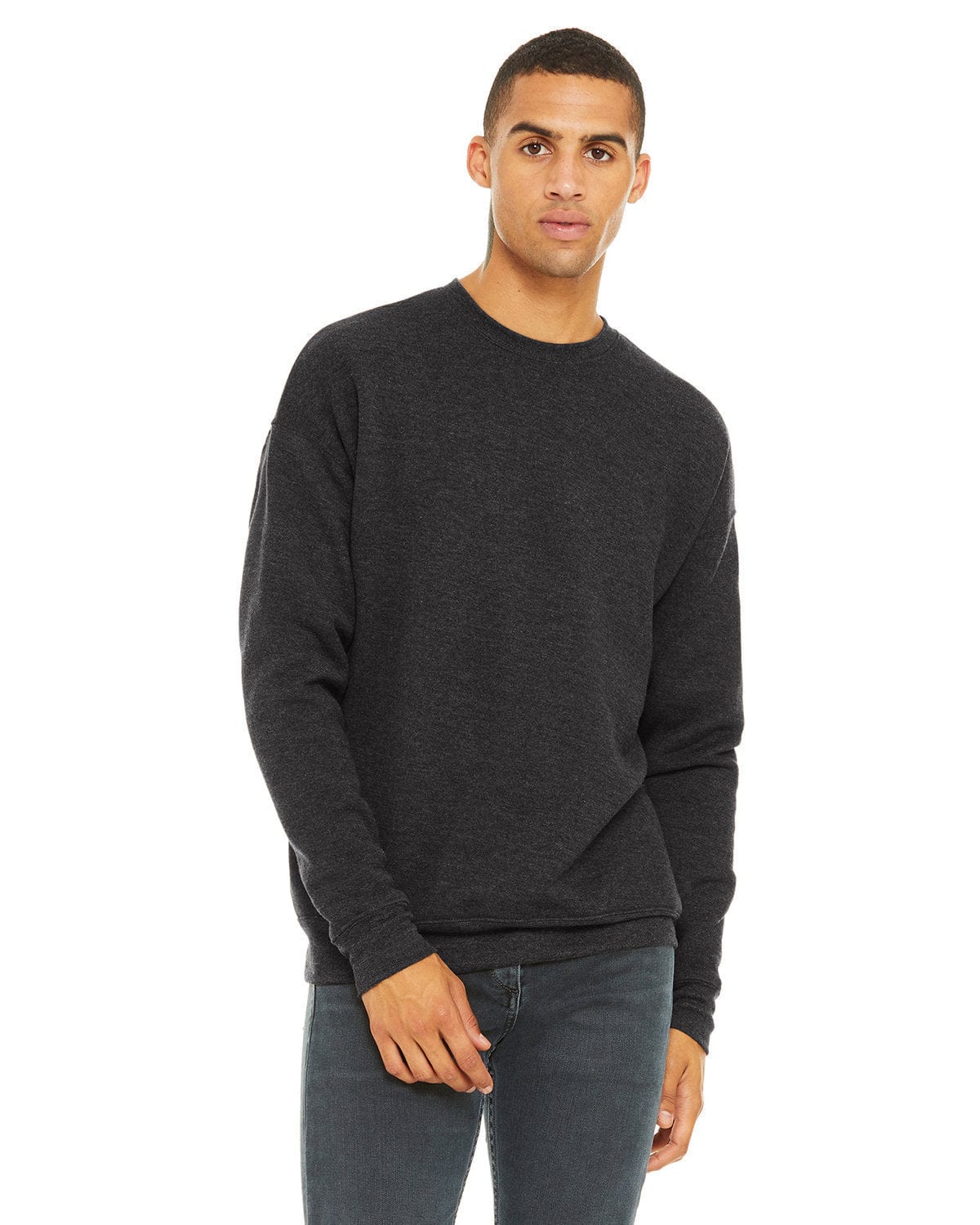 Bella Canvas 3945: Unisex Sponge Fleece Drop Shoulder Sweatshirt in Dark Gry Heather