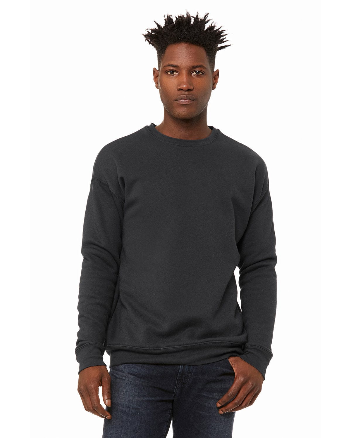 Bella Canvas 3945: Unisex Sponge Fleece Drop Shoulder Sweatshirt in Dtg Dark Grey