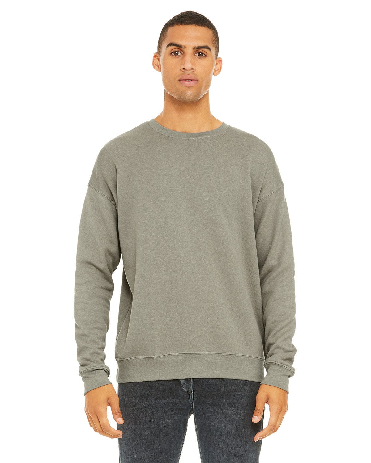 Bella Canvas 3945: Unisex Sponge Fleece Drop Shoulder Sweatshirt in Heather Stone
