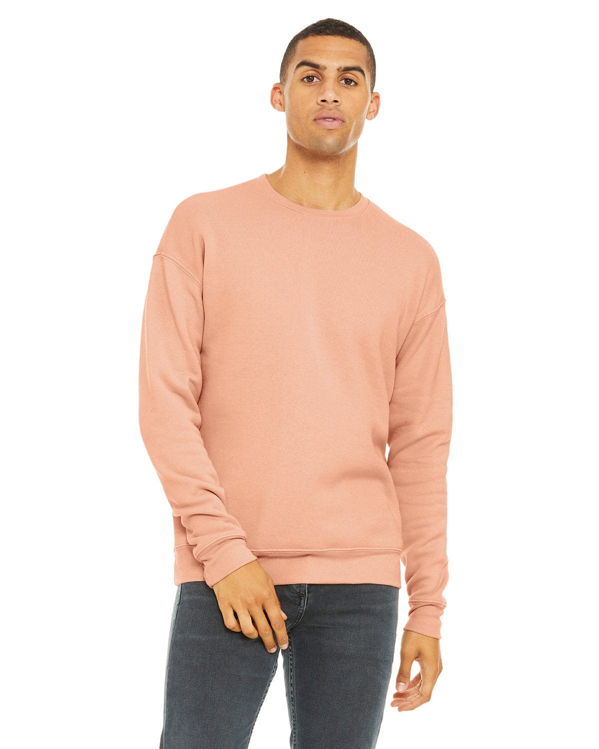 Bella Canvas 3945: Unisex Sponge Fleece Drop Shoulder Sweatshirt in Peach