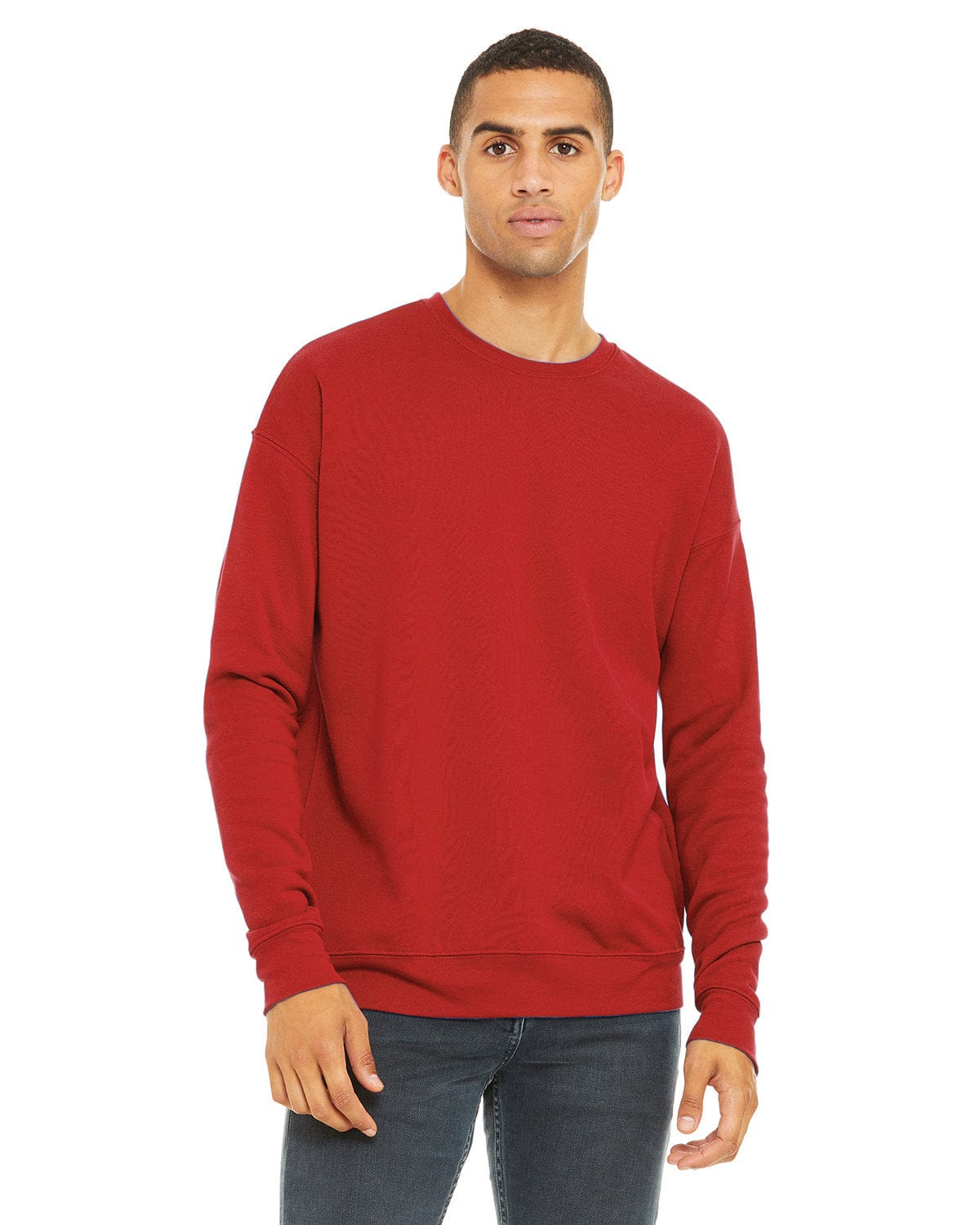 Bella Canvas 3945: Unisex Sponge Fleece Drop Shoulder Sweatshirt in Red