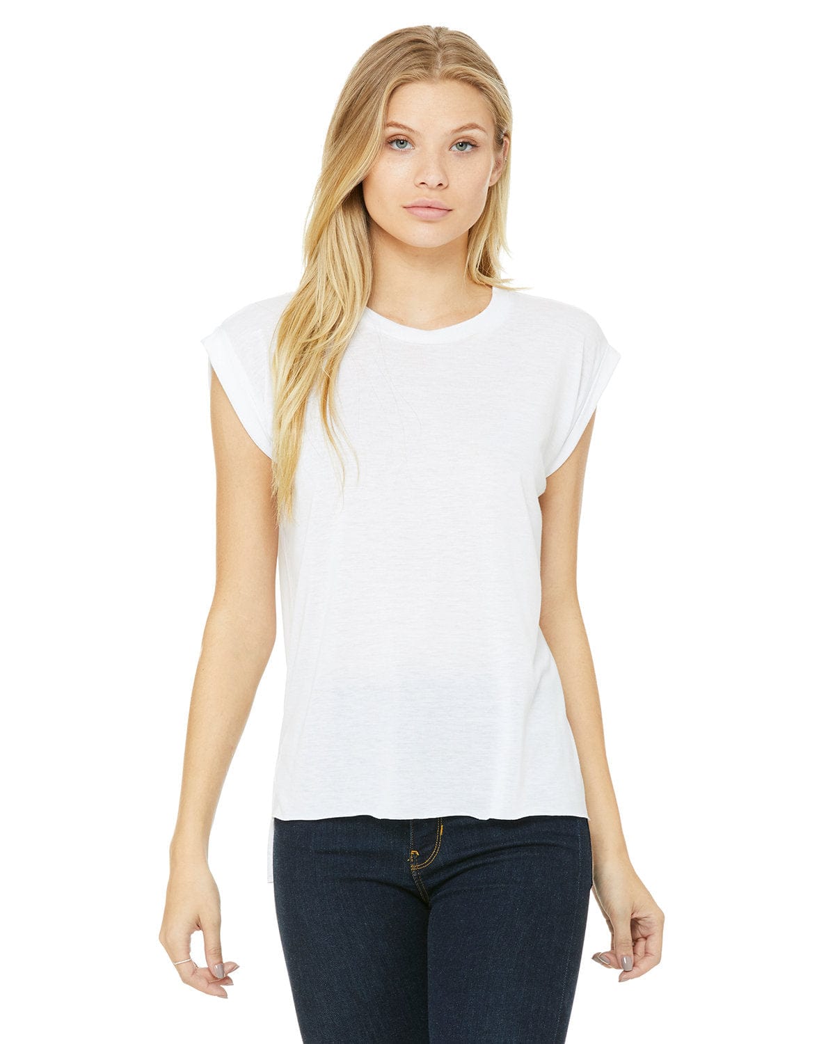 Bella + Canvas 8804: Ladies' Flowy Muscle T-Shirt in White