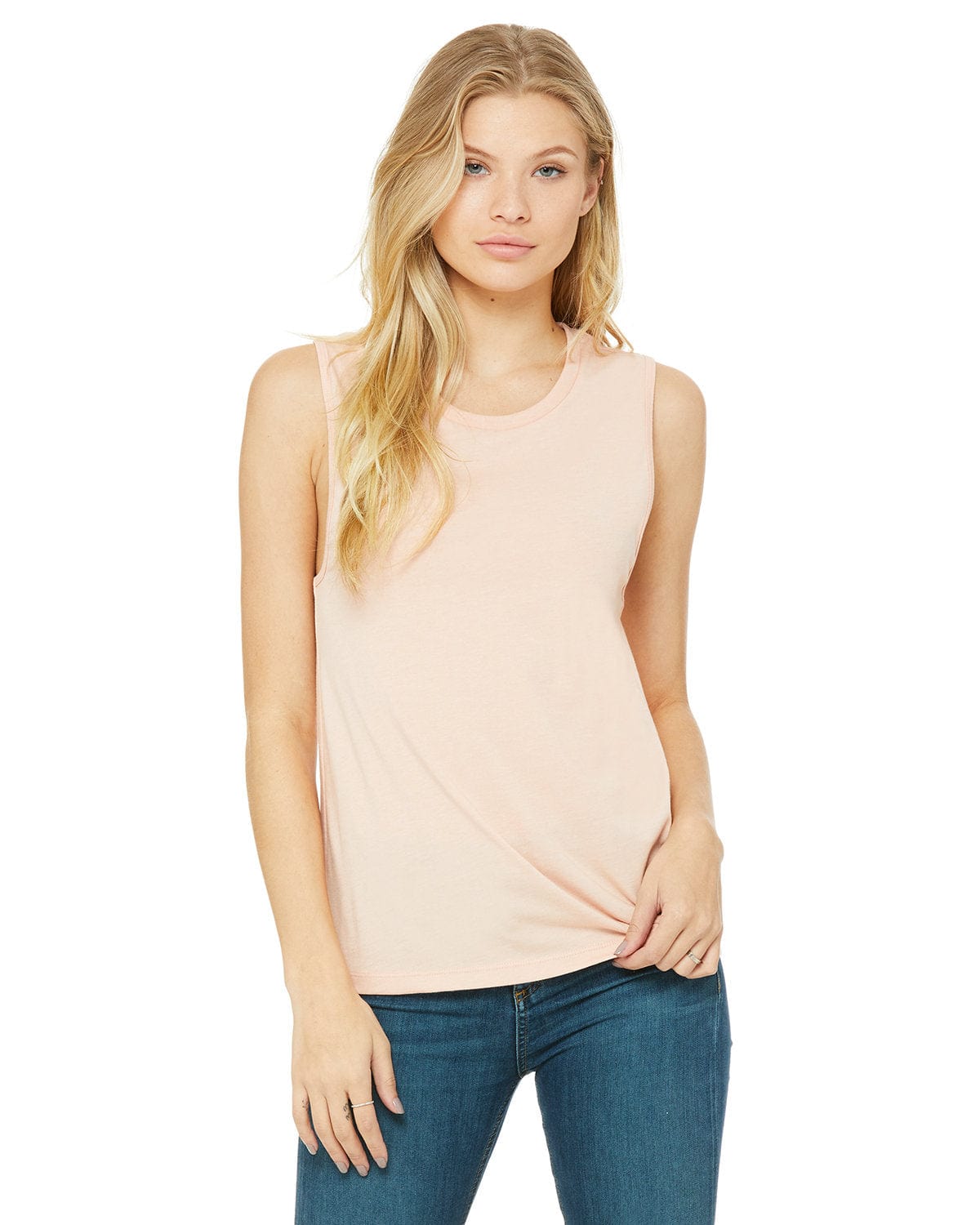 Bella + Canvas B6003: Ladies' Jersey Muscle Tank in Heather Peach