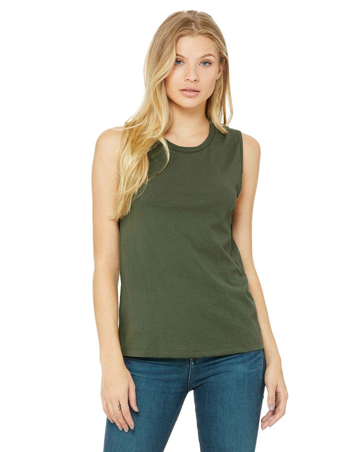 Bella + Canvas B6003: Ladies' Jersey Muscle Tank in Military Green