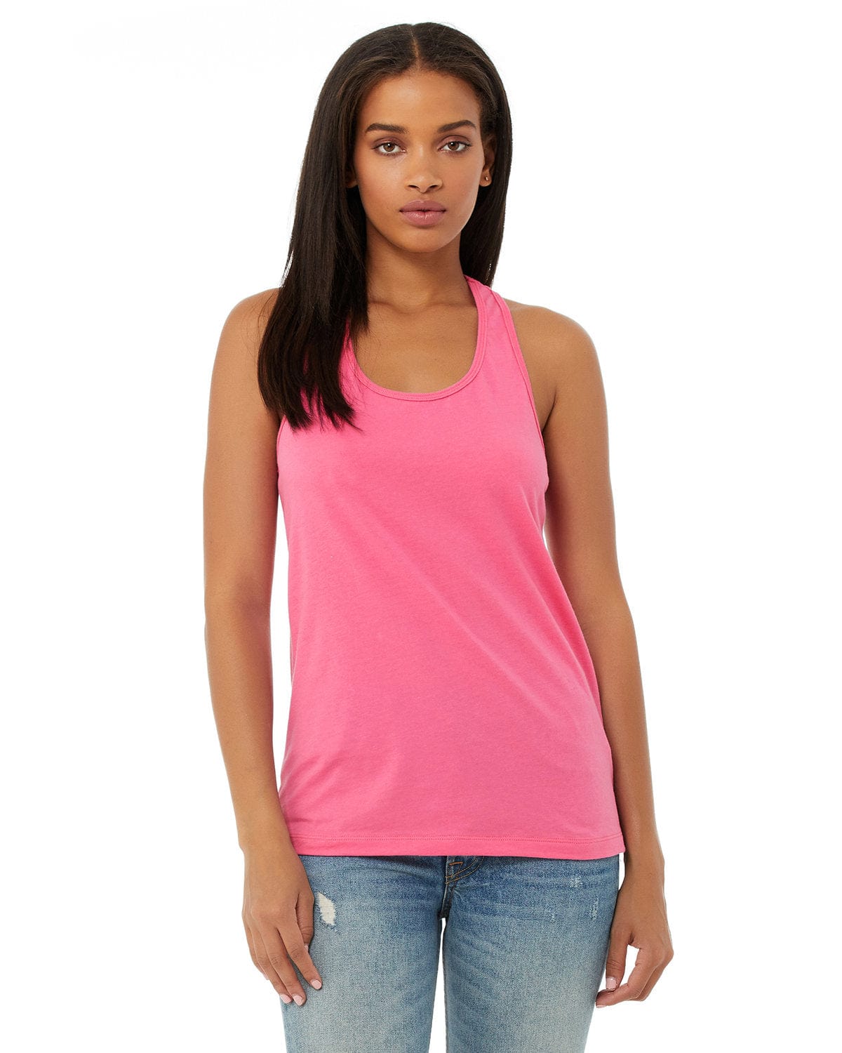 Bella + Canvas B6008: Ladies' Jersey Racerback Tank in Charity Pink