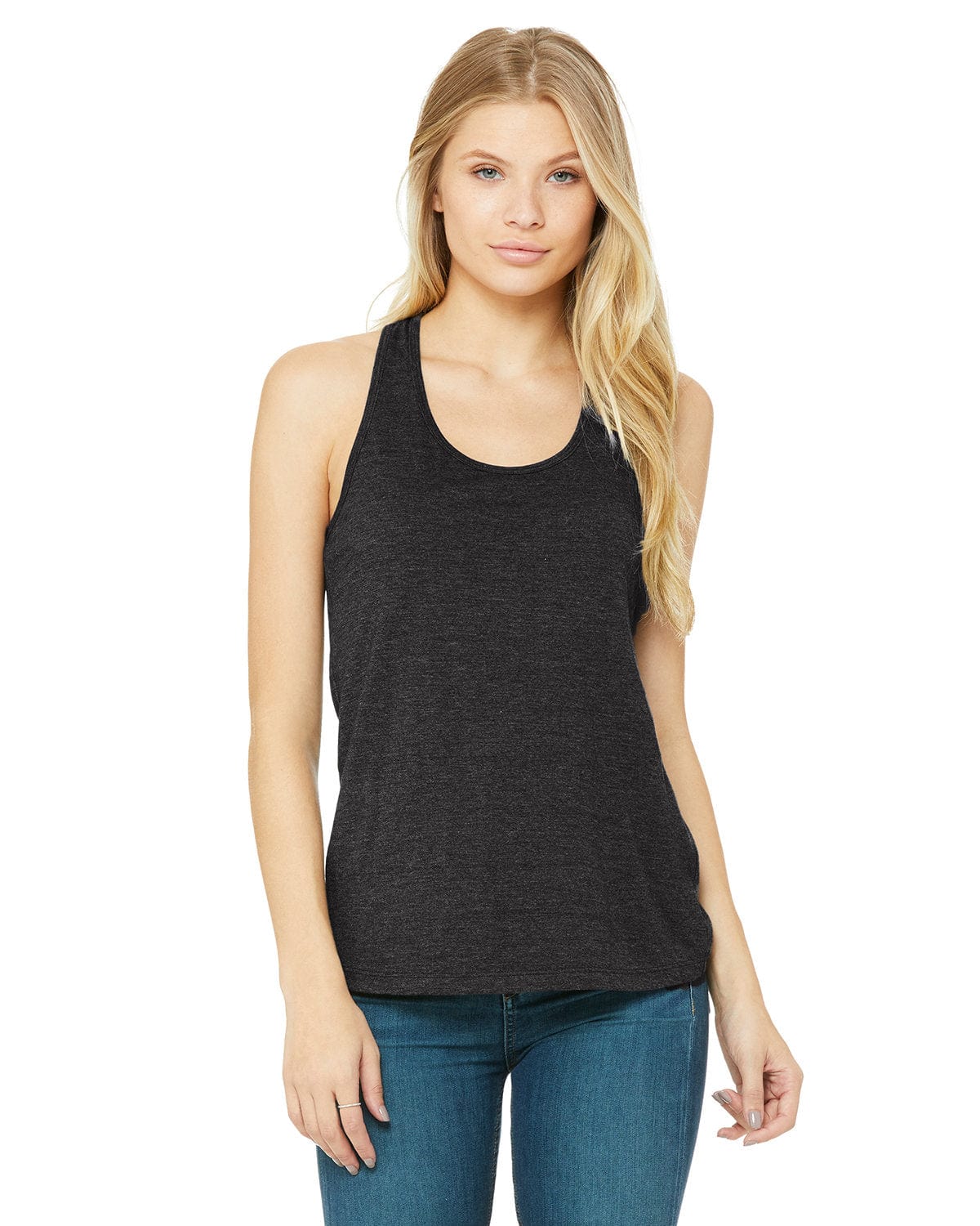 Bella + Canvas B6008: Ladies' Jersey Racerback Tank in Dark Gry Heather