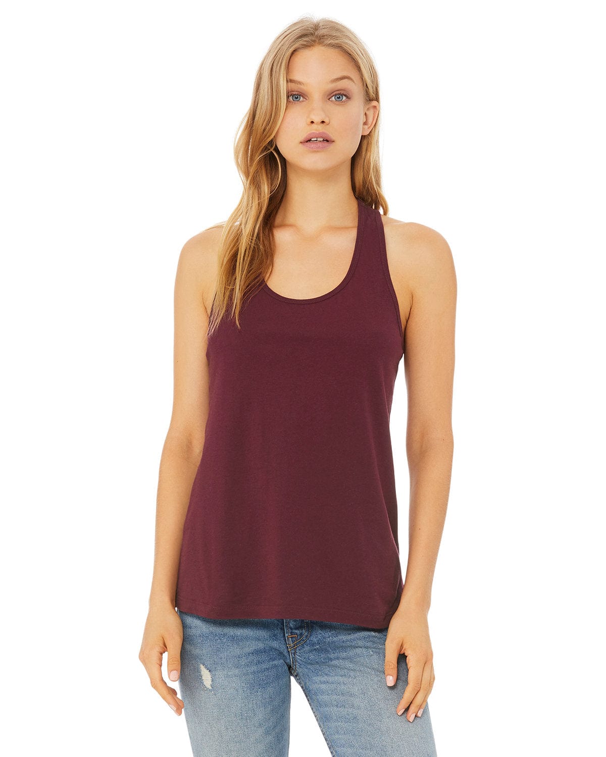 Bella + Canvas B6008: Ladies' Jersey Racerback Tank in Maroon