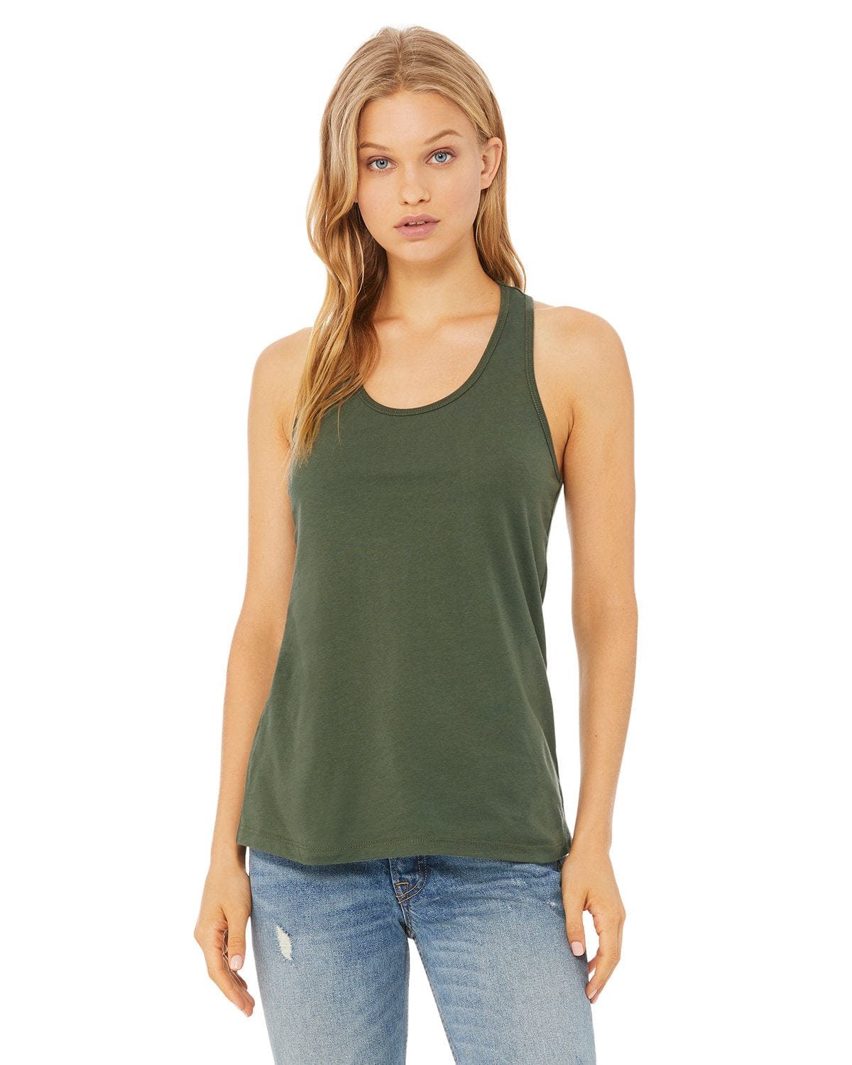 Bella + Canvas B6008: Ladies' Jersey Racerback Tank in Military Green