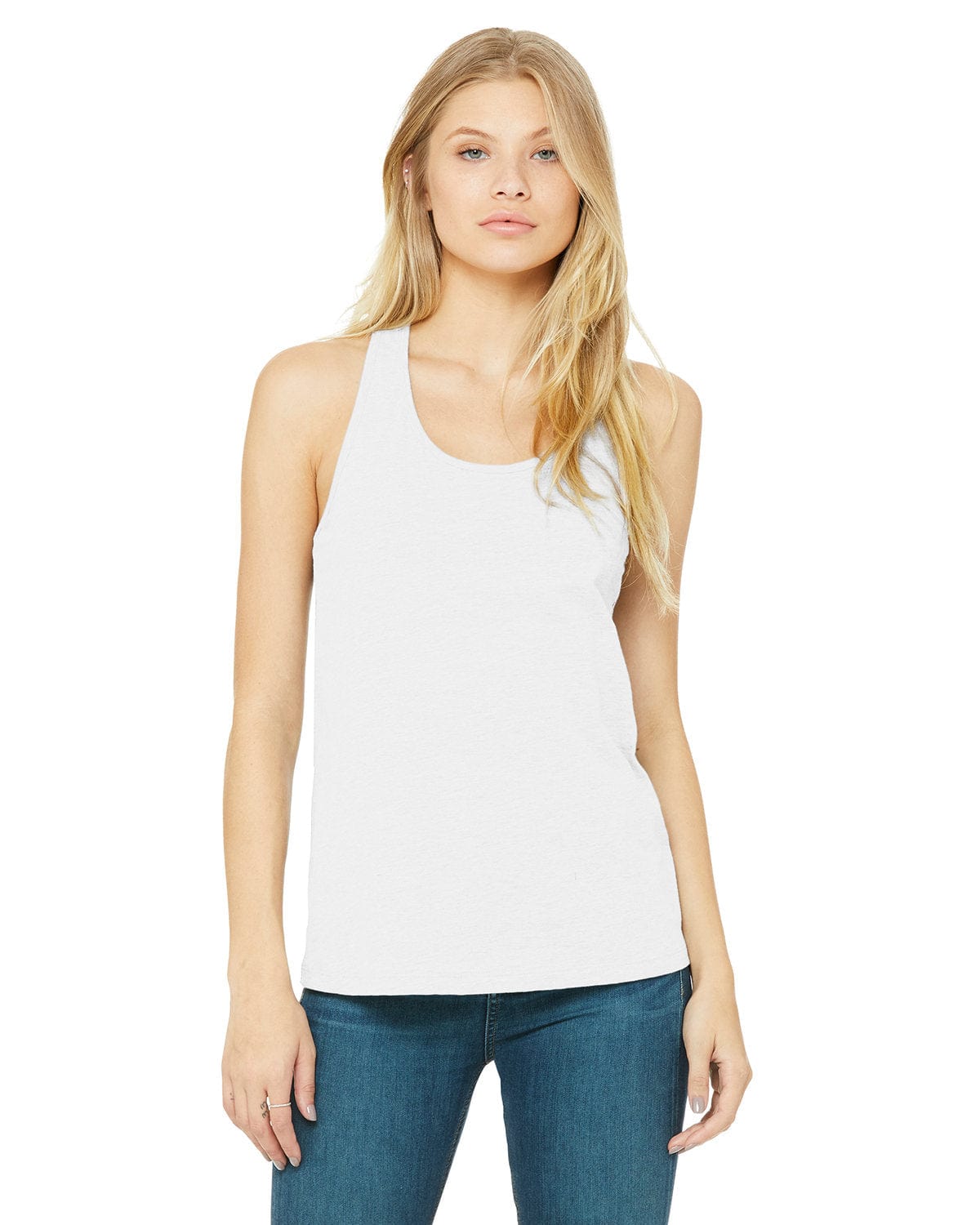 Bella + Canvas B6008: Ladies' Jersey Racerback Tank in White