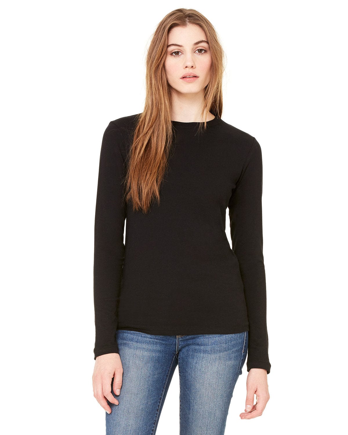 Bella + Canvas B6500: Ladies' Jersey Long Sleeve T-Shirt in Black