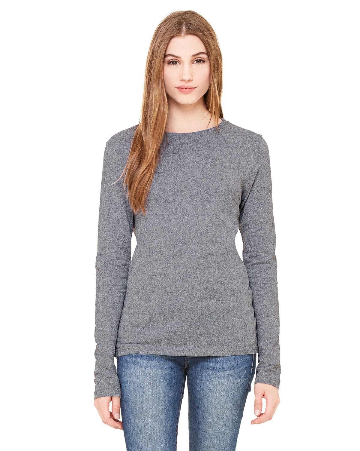 Bella + Canvas B6500: Ladies' Jersey Long Sleeve T-Shirt in Deep Heather
