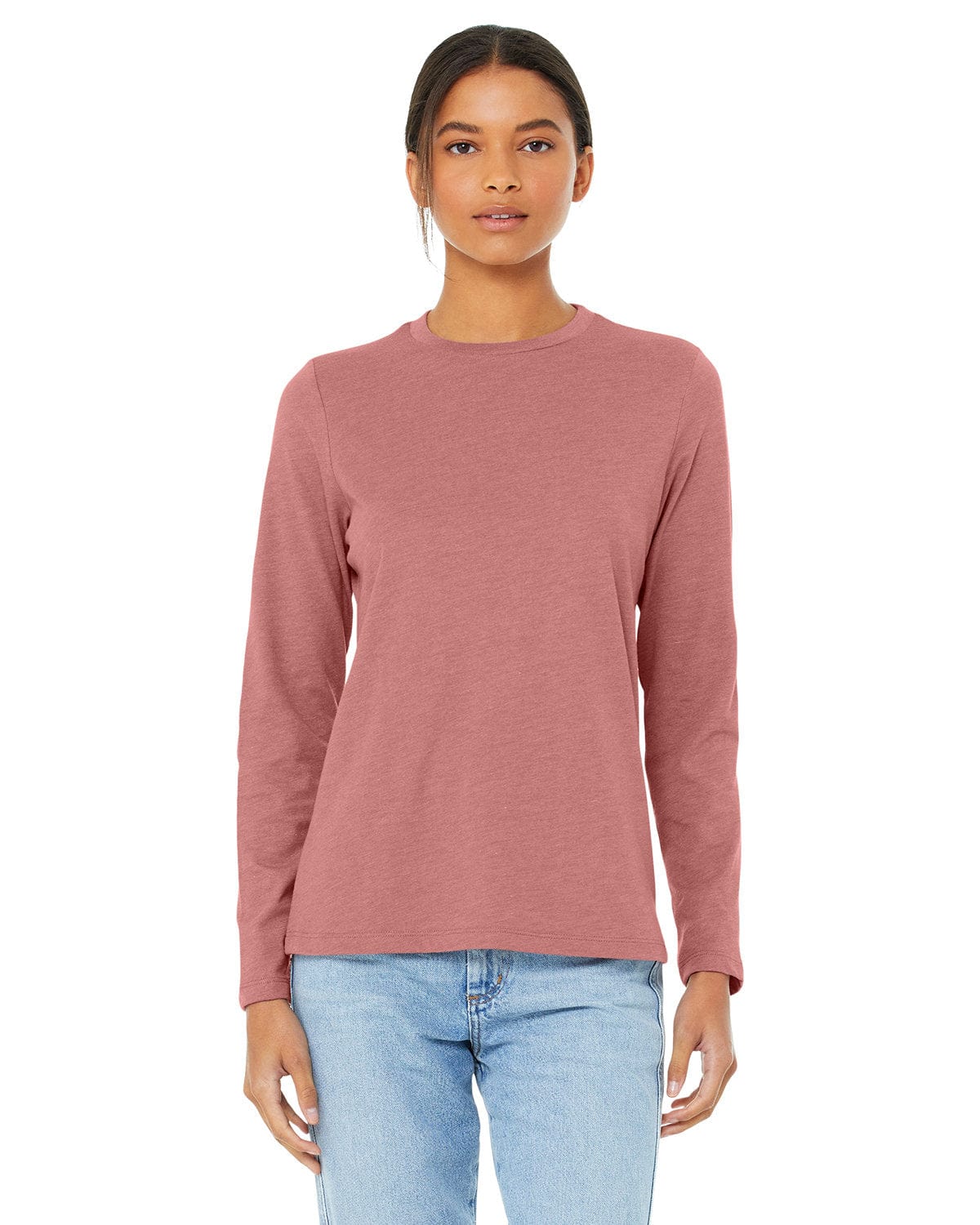 Bella + Canvas B6500: Ladies' Jersey Long Sleeve T-Shirt in Heather Mauve