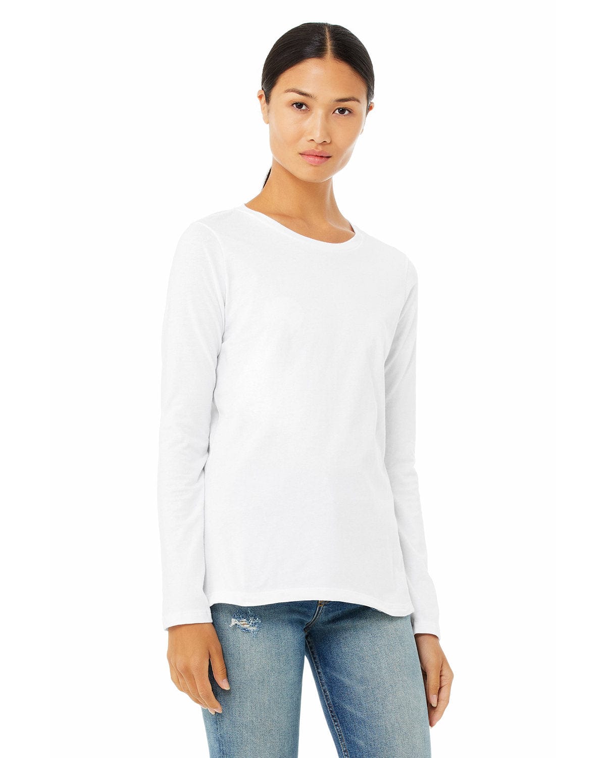 Bella + Canvas B6500: Ladies' Jersey Long Sleeve T-Shirt in White