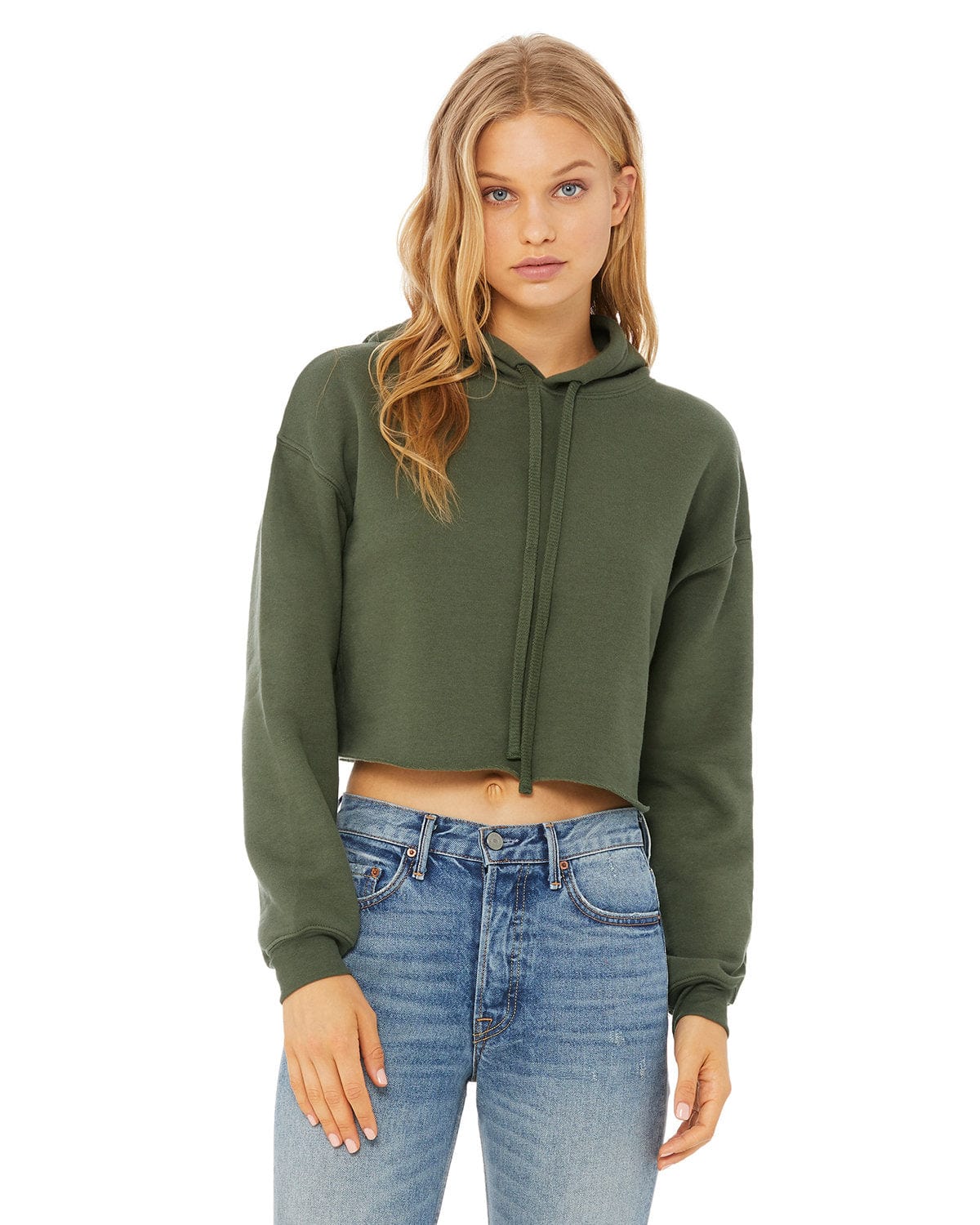Bella + Canvas B7502: Cropped Sweatshirt in Military Green