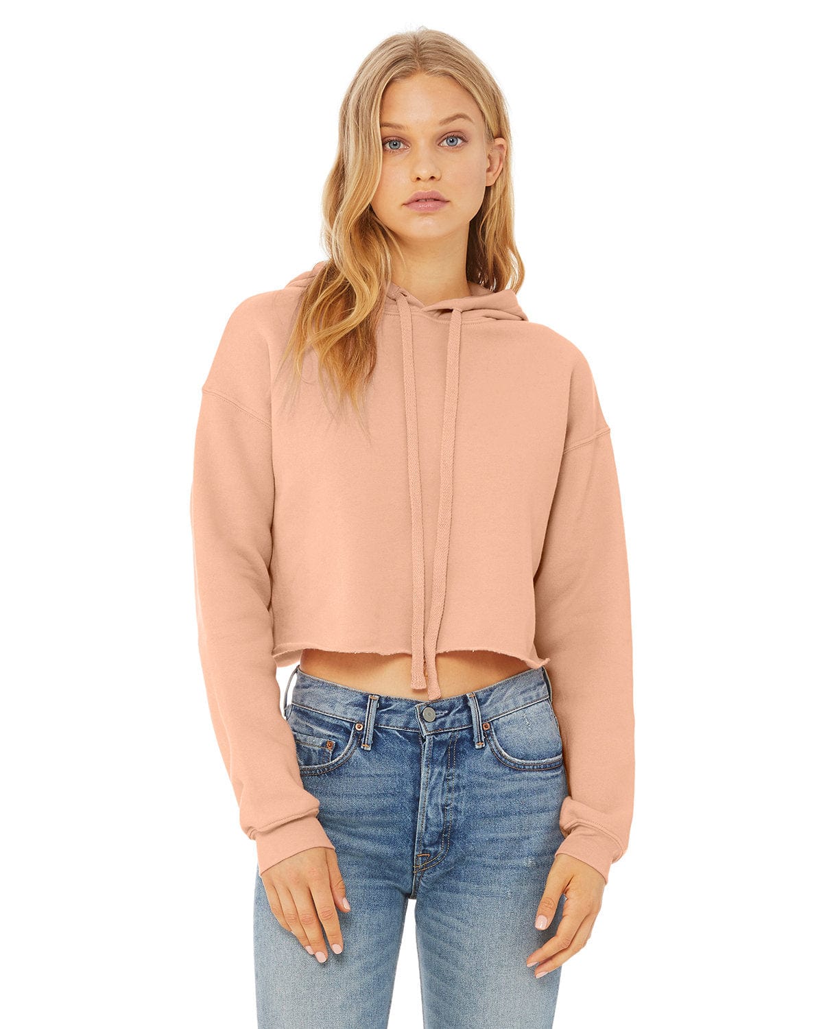 Bella + Canvas B7502: Cropped Sweatshirt in Peach