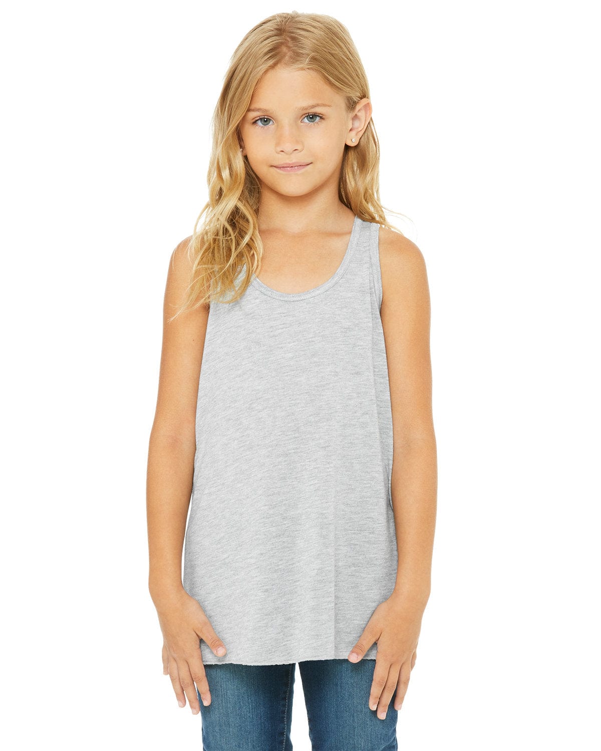 Bella + Canvas B8800Y: Youth Girls Flowy Racerback Tank in Athletic Heather