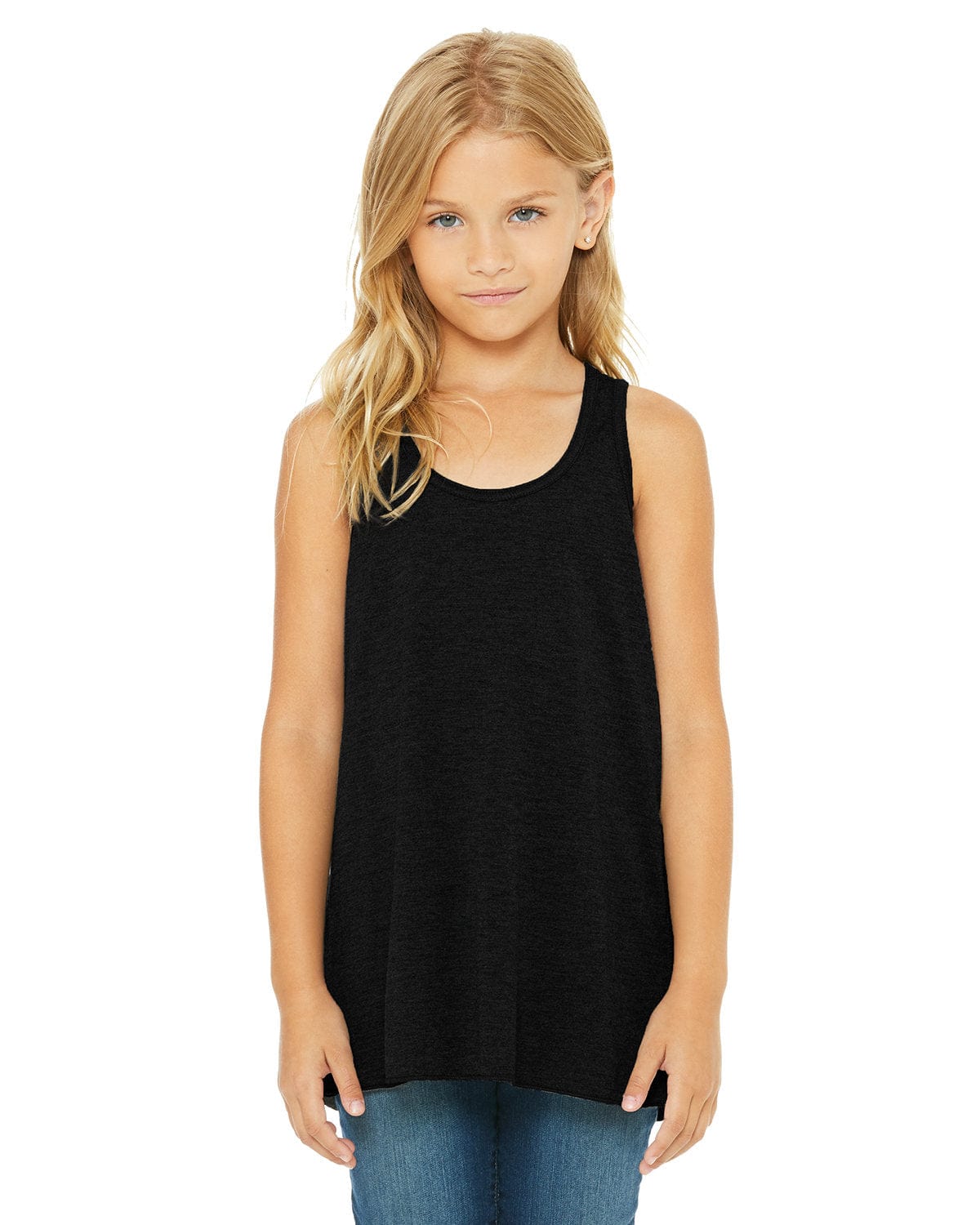 Bella + Canvas B8800Y: Youth Girls Flowy Racerback Tank in Black