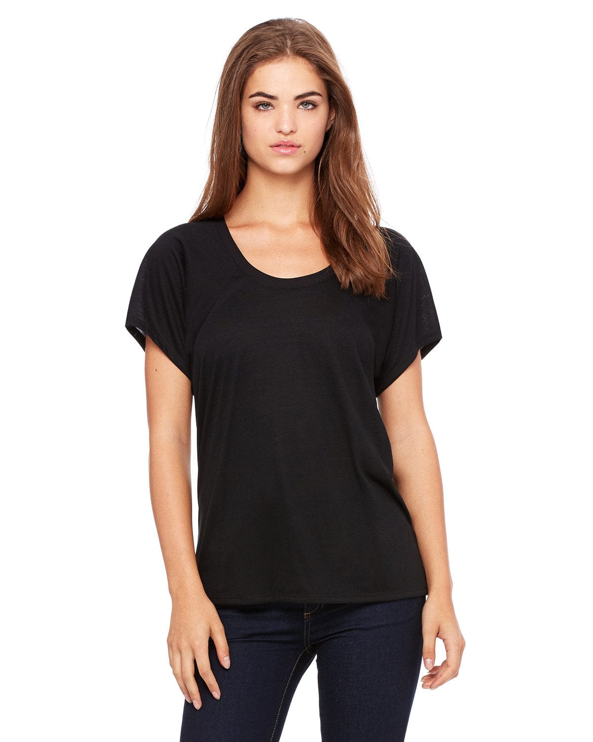 Bella + Canvas B8801: Ladies' Flowy Raglan T-Shirt in Black