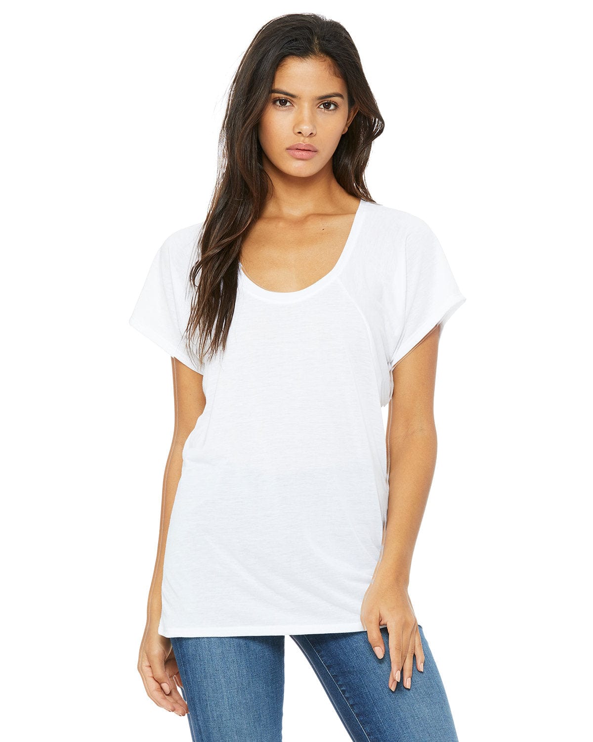 Bella + Canvas B8801: Ladies' Flowy Raglan T-Shirt in White
