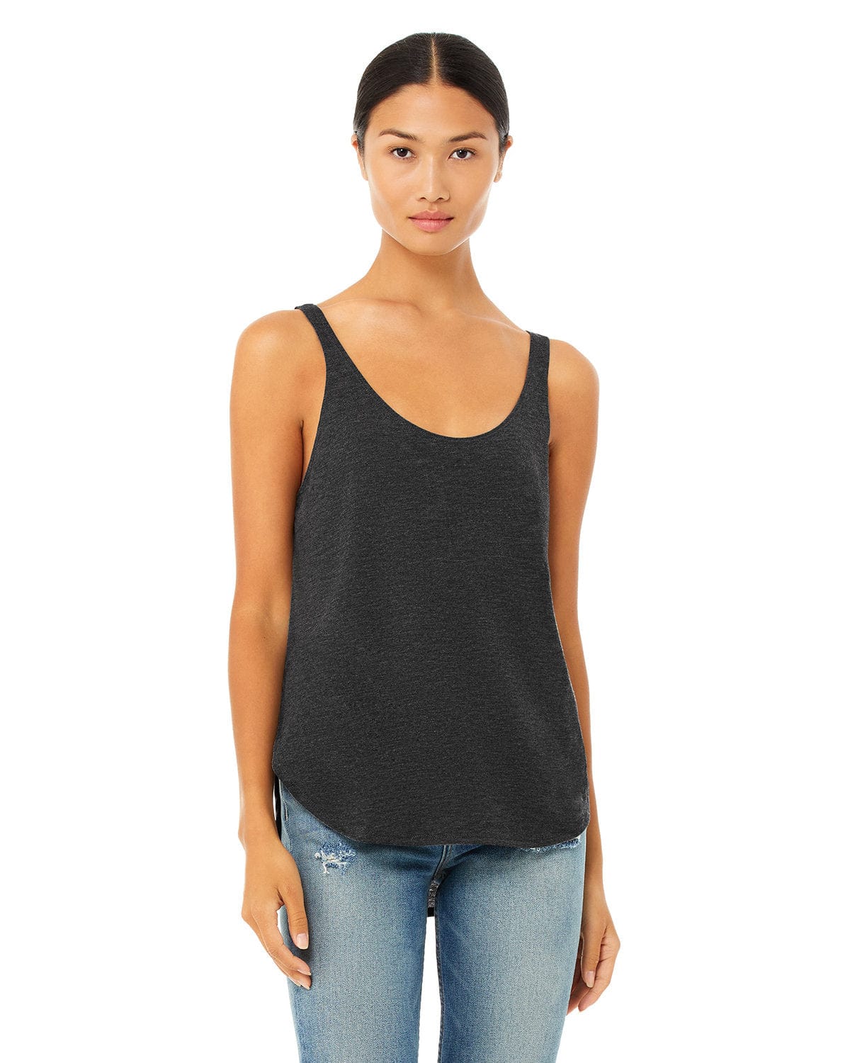 Bella + Canvas B8802: Flowy Side Slit Tank in Dark Grey Heathr