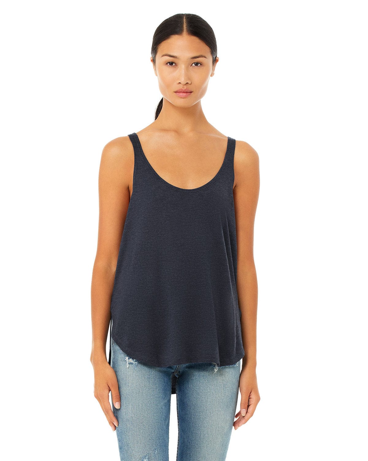 Bella + Canvas B8802: Flowy Side Slit Tank in Heather Navy