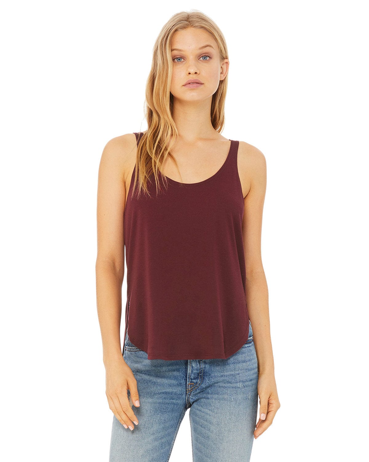 Bella + Canvas B8802: Flowy Side Slit Tank in Maroon