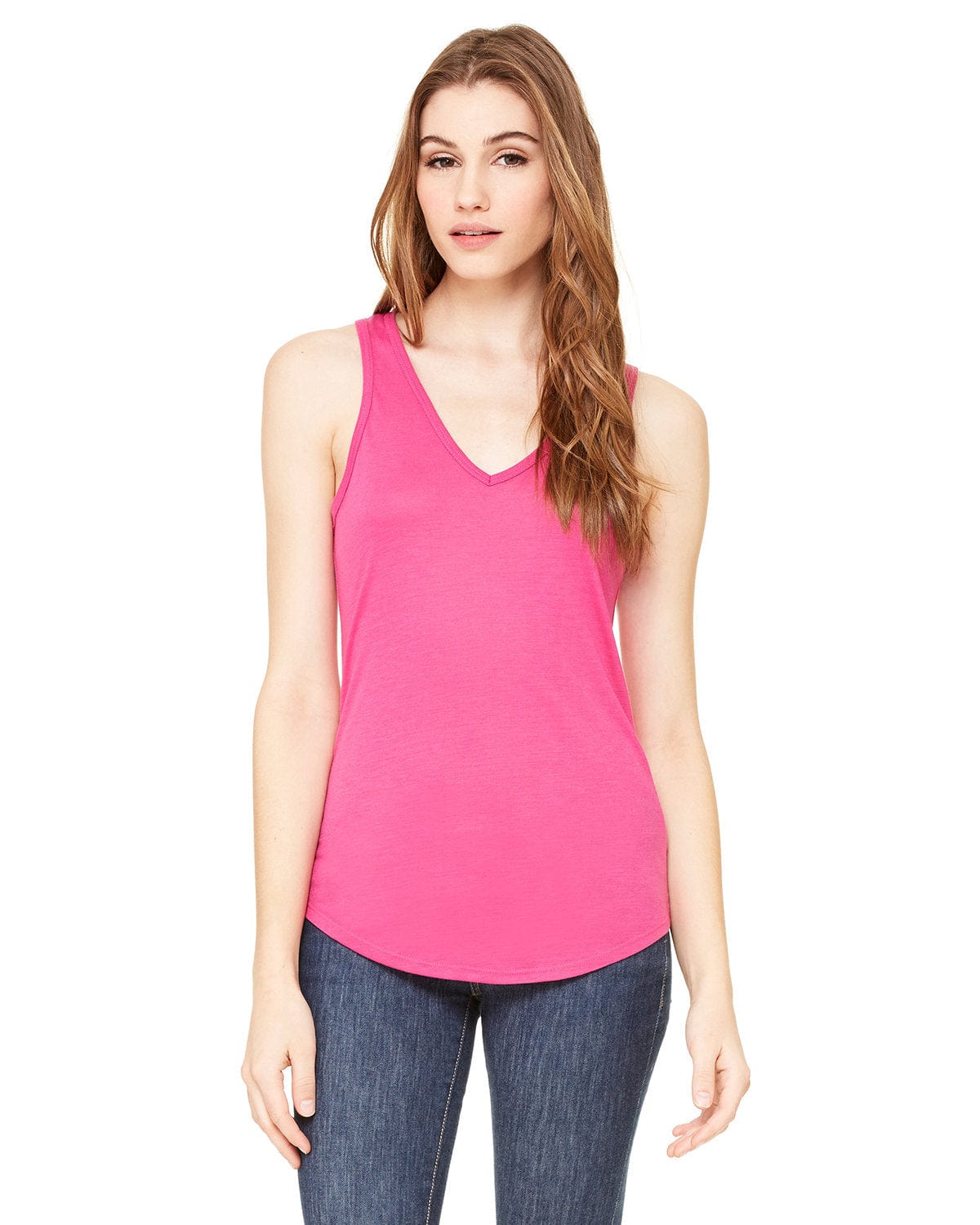 Bella + Canvas B8805: Ladies' Flowy V-Neck Tank in Berry
