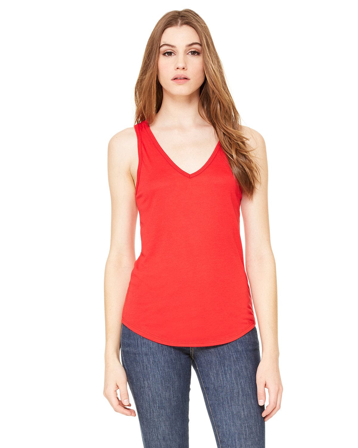 Bella + Canvas B8805: Ladies' Flowy V-Neck Tank in Red