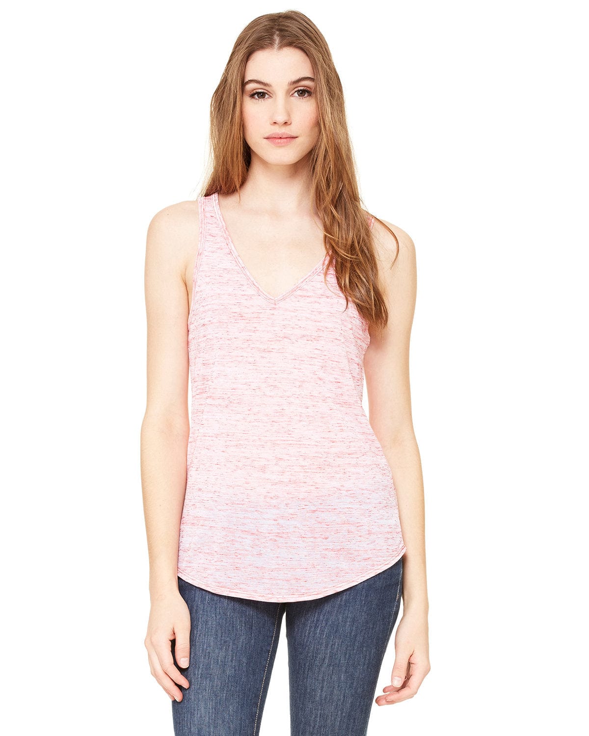 Bella + Canvas B8805: Ladies' Flowy V-Neck Tank in Red Marble