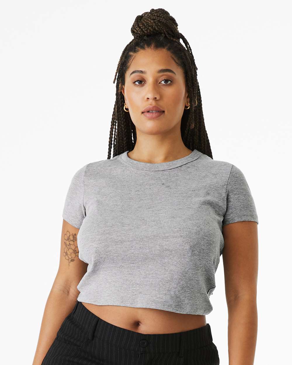 Bella+Canvas 1010 Women's Micro Rib Baby Tee in Athletic Heather