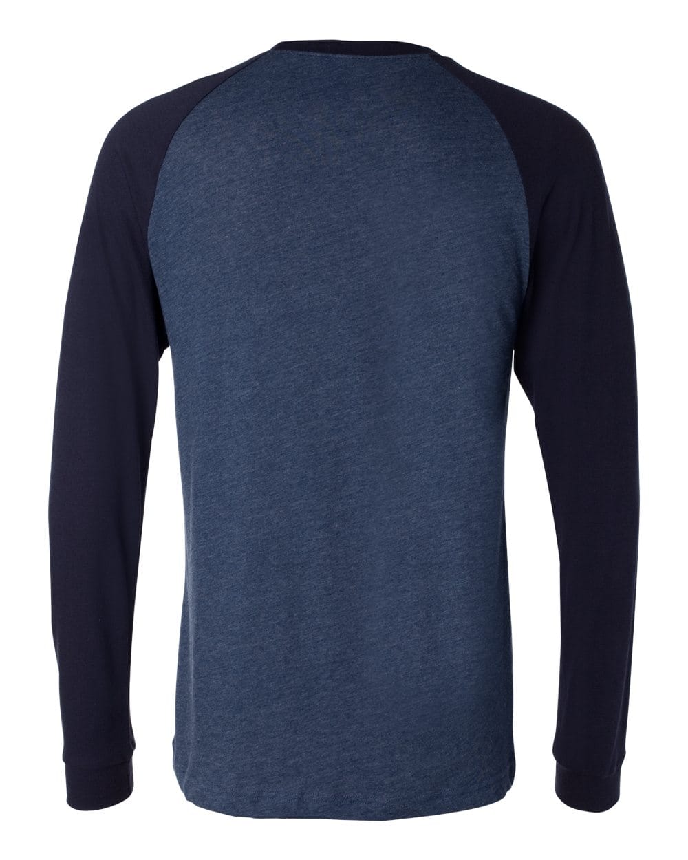 Bella+Canvas 3000 Men's Long Sleeve Jersey Baseball Tee in Heather Navy/ Midnight