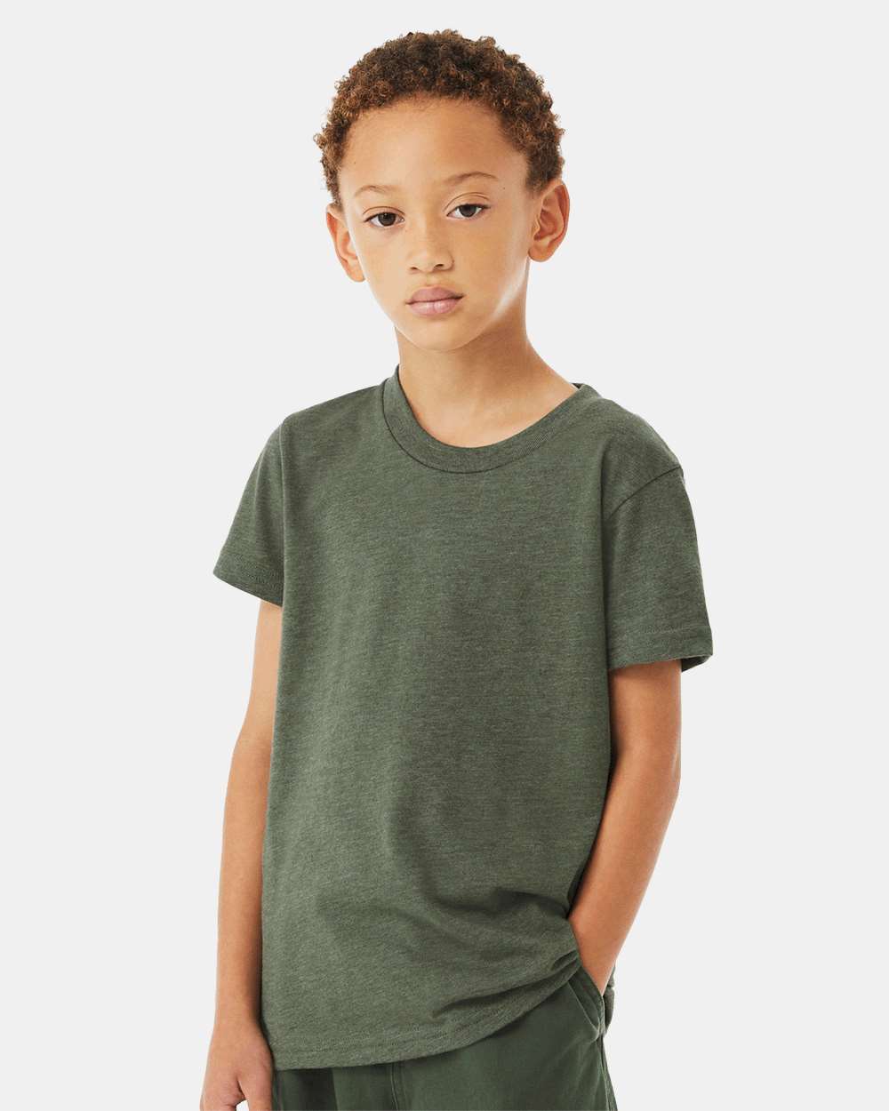 Bella Canvas 3001YCVC S / Heather Military Green Bella+Canvas 3001YCV Youth CVC Jersey T-Shirt