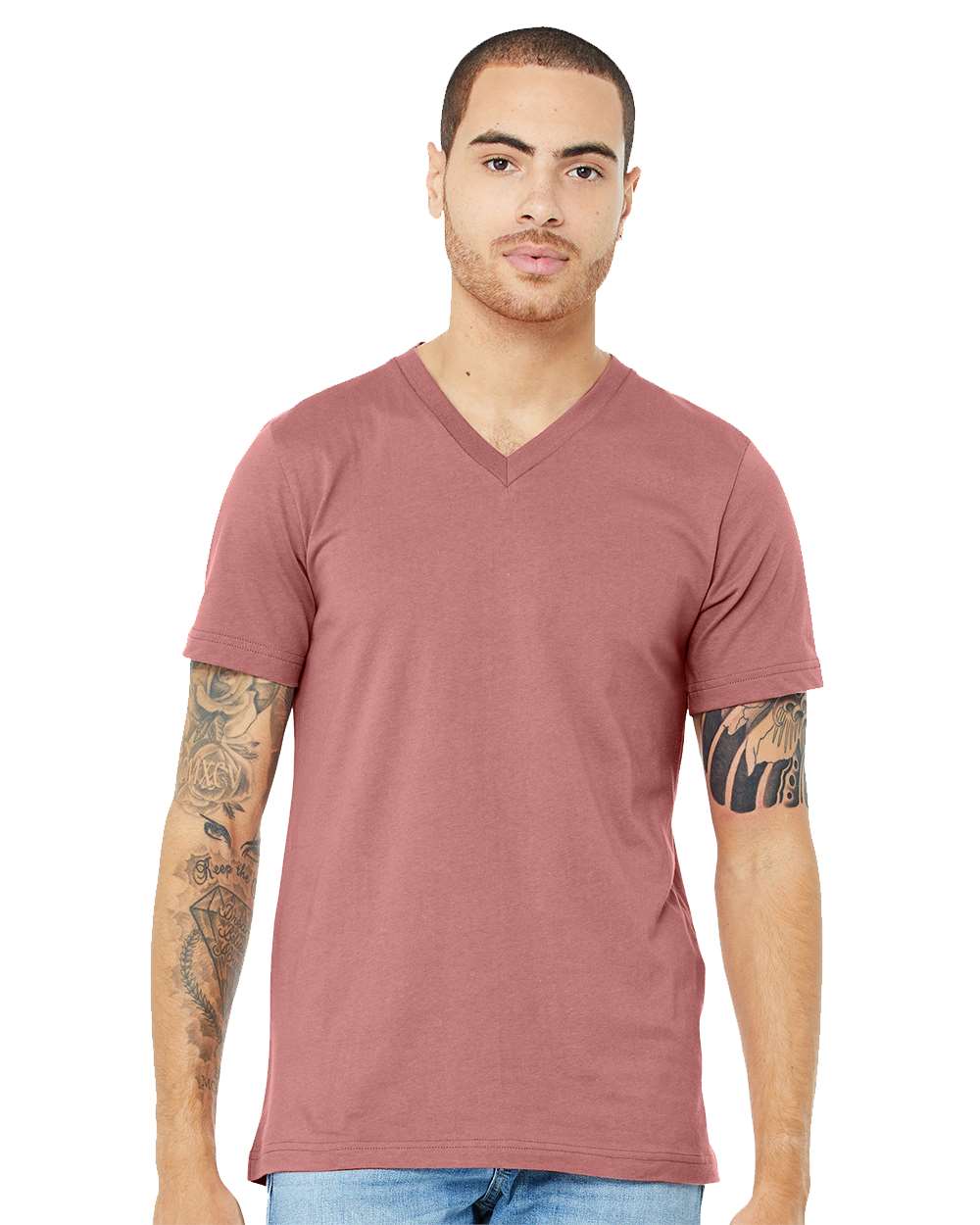 Bella+Canvas 3005 Unisex Jersey V-Neck Tee in Mauve