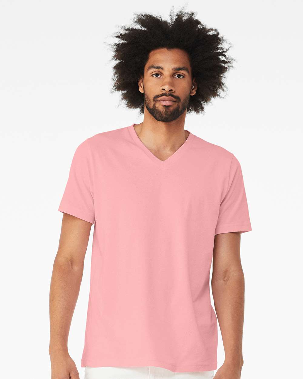 Bella+Canvas 3005 Unisex Jersey V-Neck Tee in Pink