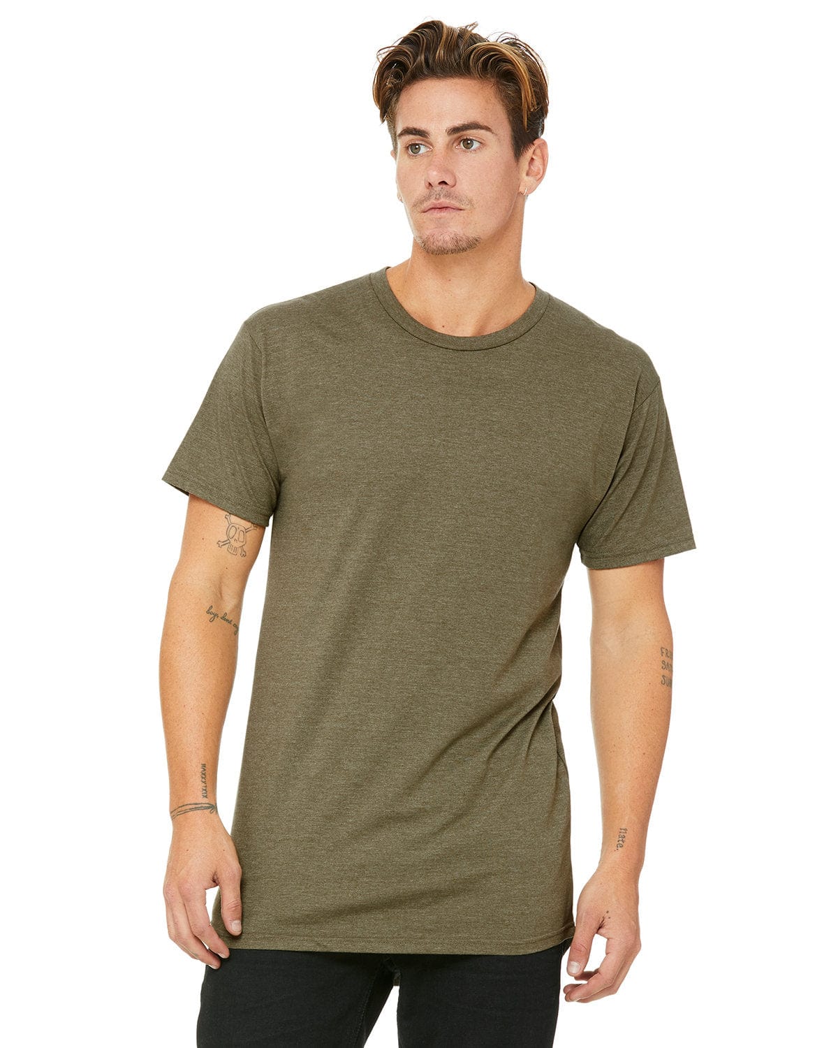 Bella+Canvas 3006: Men's Long Body Urban Tee in Heather Olive