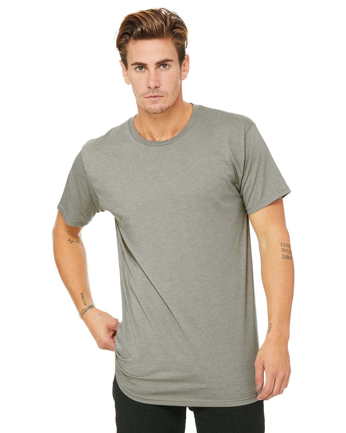 Bella+Canvas 3006: Men's Long Body Urban Tee in Heather Stone