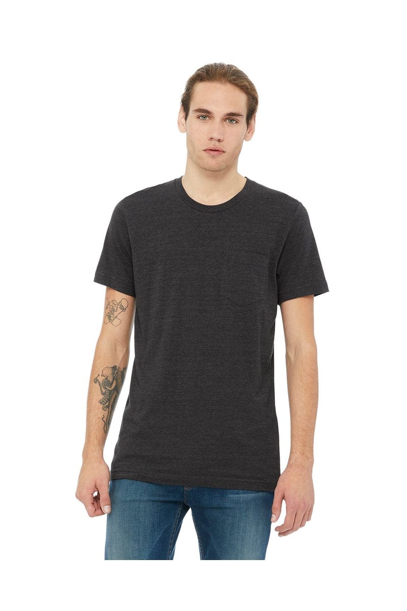 Bella+Canvas 3021: Men's Jersey Pocket T-Shirt in Dk Grey Hthr