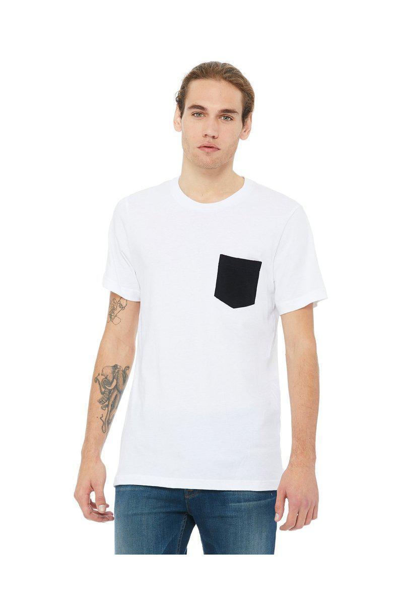Bella+Canvas 3021: Men's Jersey Pocket T-Shirt in White/Black