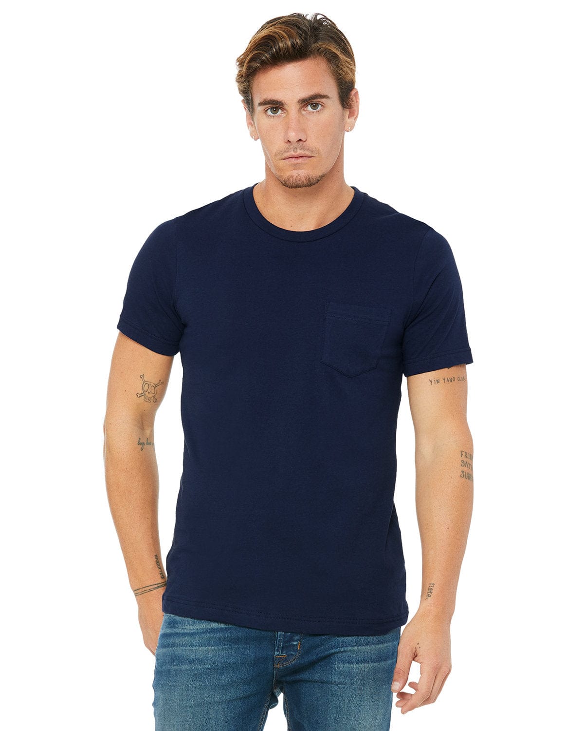 Bella+Canvas 3021: Men's Jersey Pocket T-Shirt in Navy