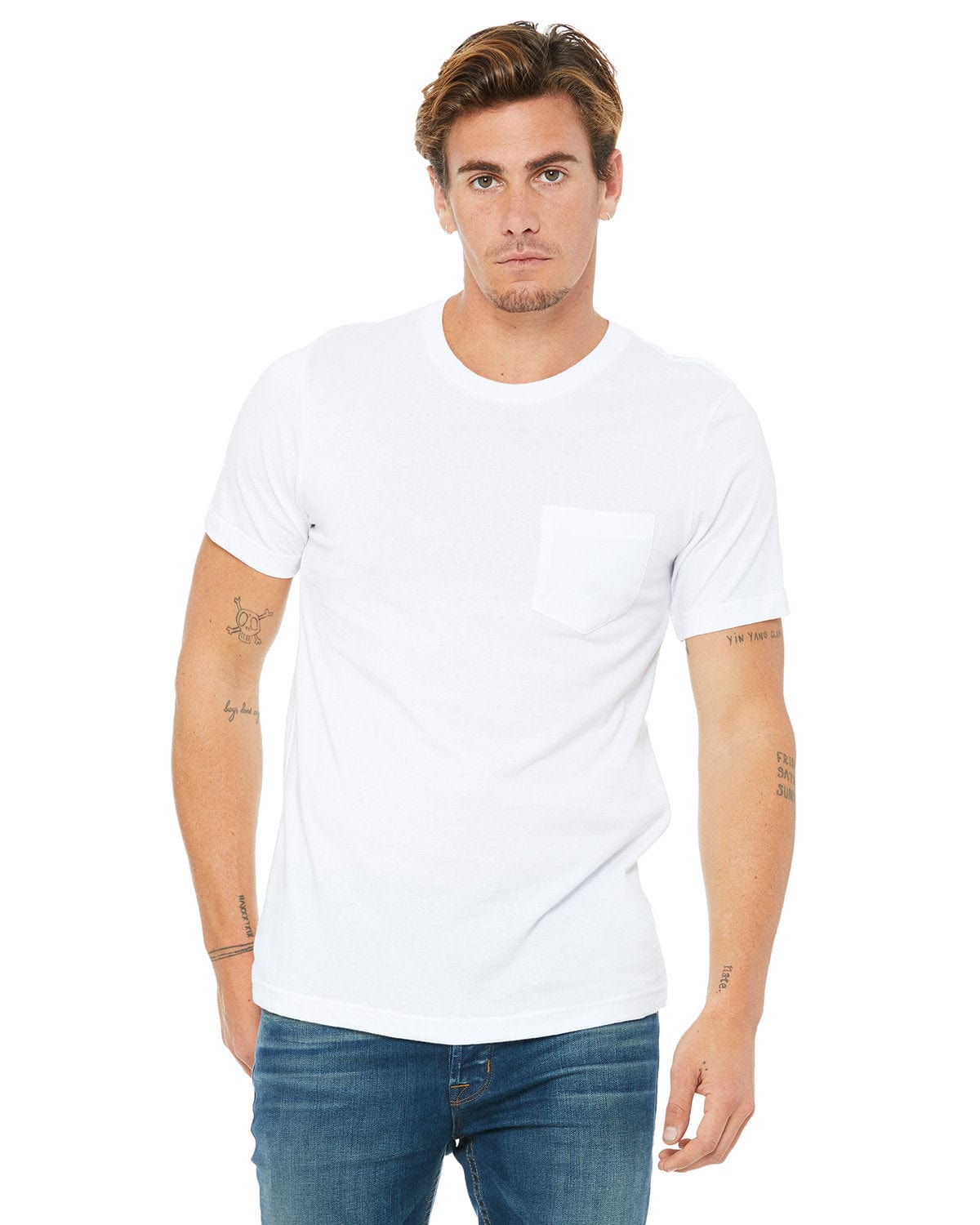Bella+Canvas 3021: Men's Jersey Pocket T-Shirt in White