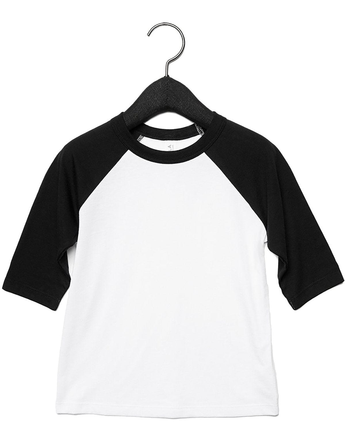 Bella+Canvas 3200T Toddler 3/4-Sleeve Baseball T-Shirt in White/ Black