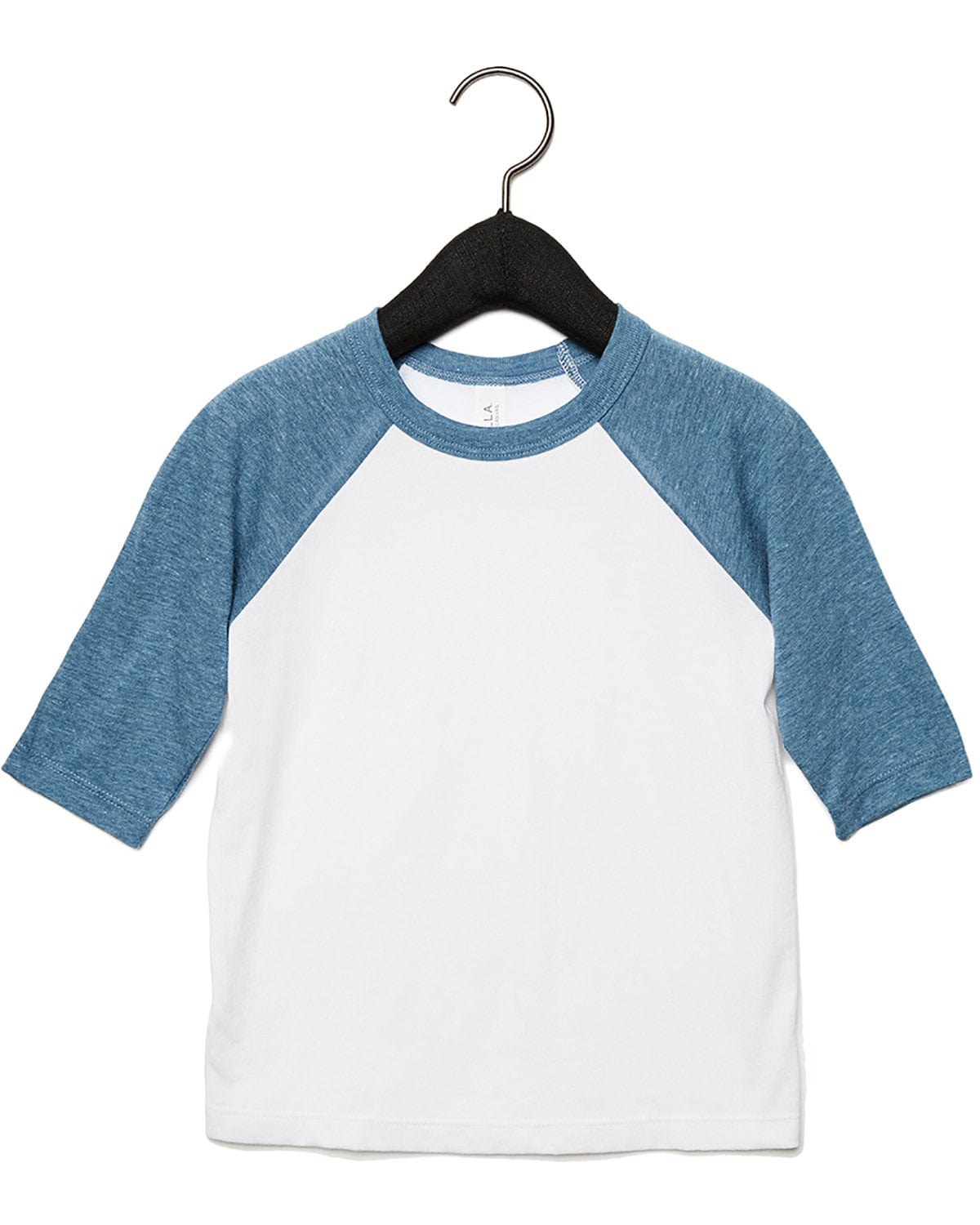 Bella+Canvas 3200T Toddler 3/4-Sleeve Baseball T-Shirt in White/ Denim